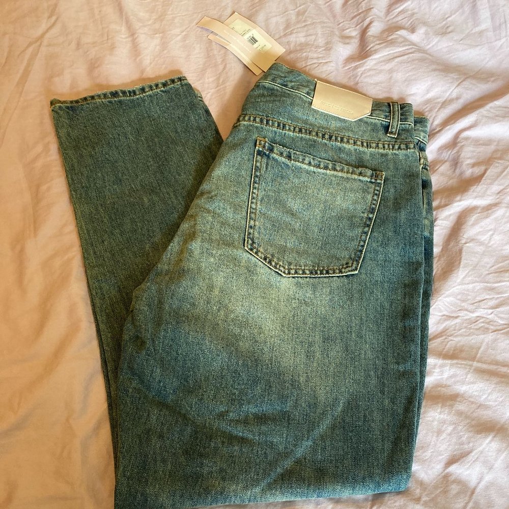 Avec Les Filles size 31 Vintage Blue Button Fly  Distressed Denim Jeans